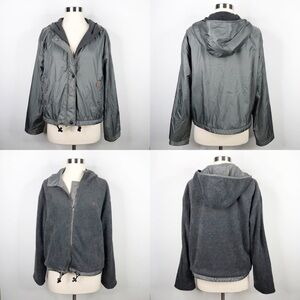 Nautica Jeans Silver Gray Reversible Jacket Hoodie